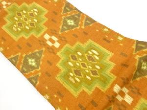 手織り紬菱に幾何学模様織出し名古屋帯